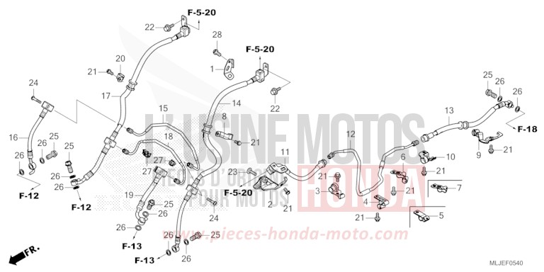 BRAKE HOSE/BRAKE PIPE for Gold Wing HEAVY GRAY METALLIC-U (NH194B) from 2024